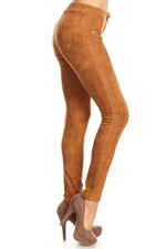 Tan faux suede mid rise skinny jeggings 