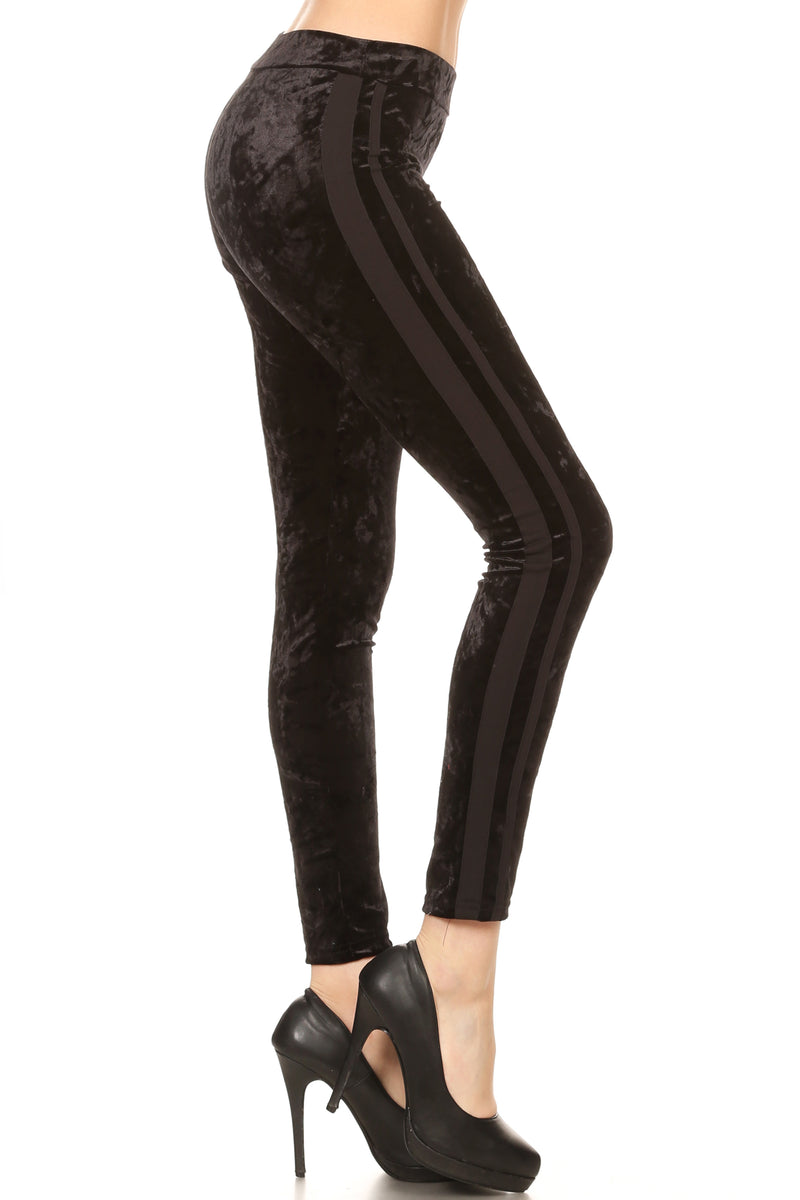 Velvet Leggings Luxe 90's Style Varsity Stripe Pants – ICONOFLASH