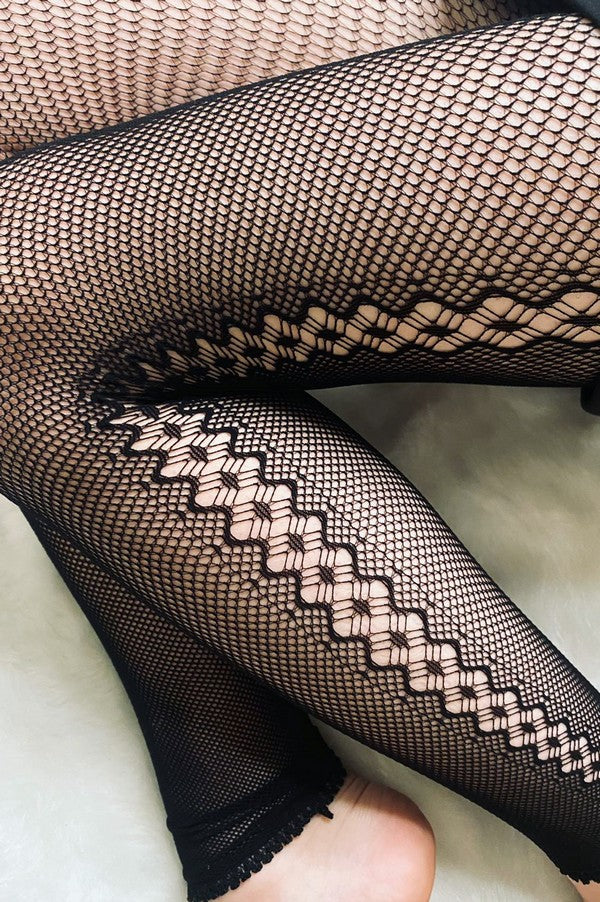 Lady's Fashion Designed Fishnet Footless Tights
