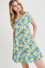 lemon print a-line dress for spring
