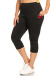 black capri leggings with pockets plus size women