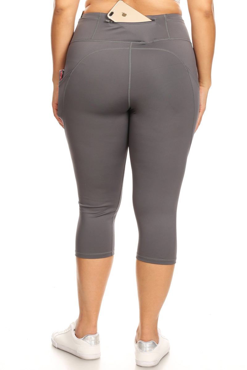 Women's charcoal grey active high rise capri leggings workout