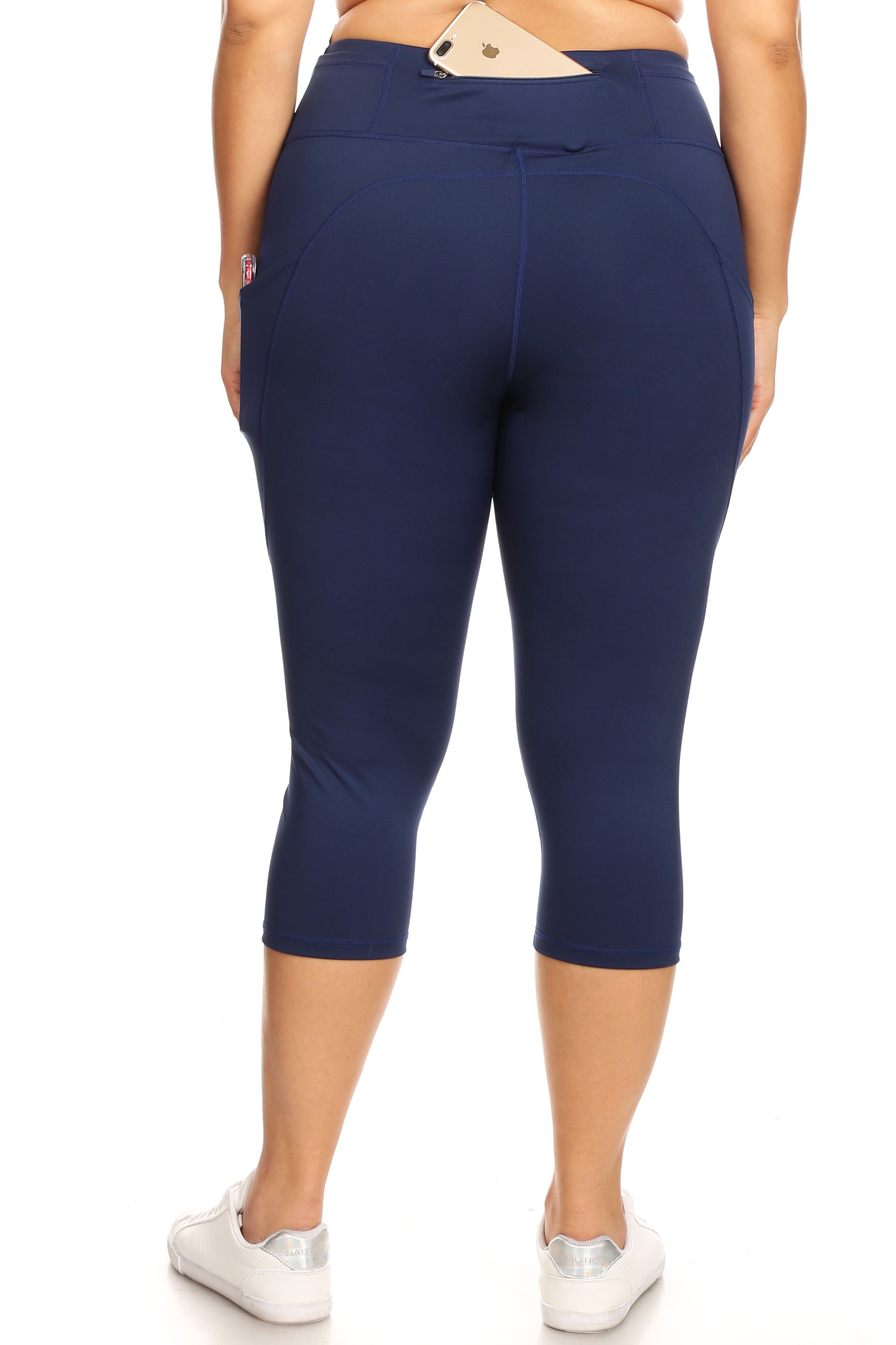 Olivia Mark – Womens Plus Size Sports Capri Pants: Colorblock Contrast Mesh  High Stretch Leggings with Convenient Phone Pockets – Olivia Mark