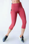 high waisted red performance tights for women workout 