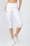 white cropped active leggings with pockets for women 