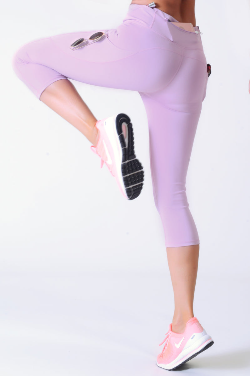 lavender high rise leggings with pockets 