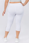 white plus size active leggings