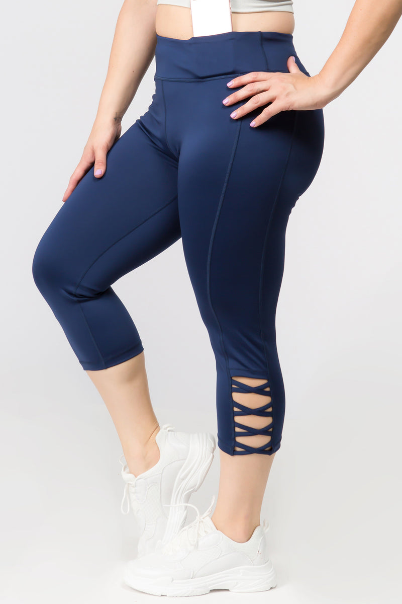 Plus Size Yoga Capri Pants for Women High Waist Cut Out Leggings