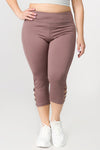 dusty pink workout leggings with criss cross straps