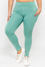 dusty jade athletic leggings with pockets