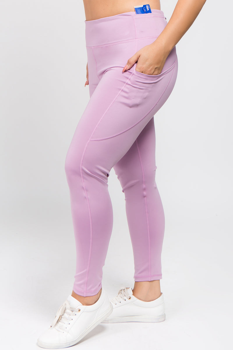 Yogalicious Lux Leggings XXL 2XL Mauve Pink Hi-Rise Cropped Stretch Pockets