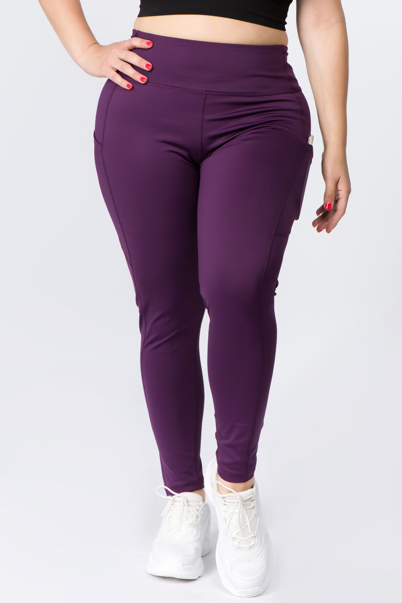 Purple with Red Stripe Leggings Plus Size - A Girl Exercising
