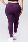 purple plus size workout leggings with pockets