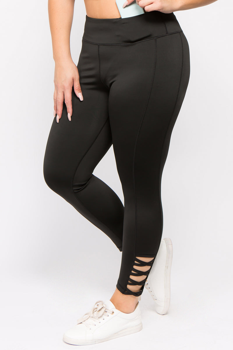 black high waisted active leggings for plus size
