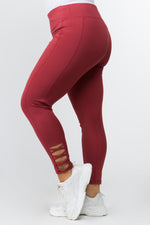 wine red plus size strappy workout legging