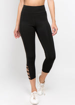 black high rise leggings with straps
