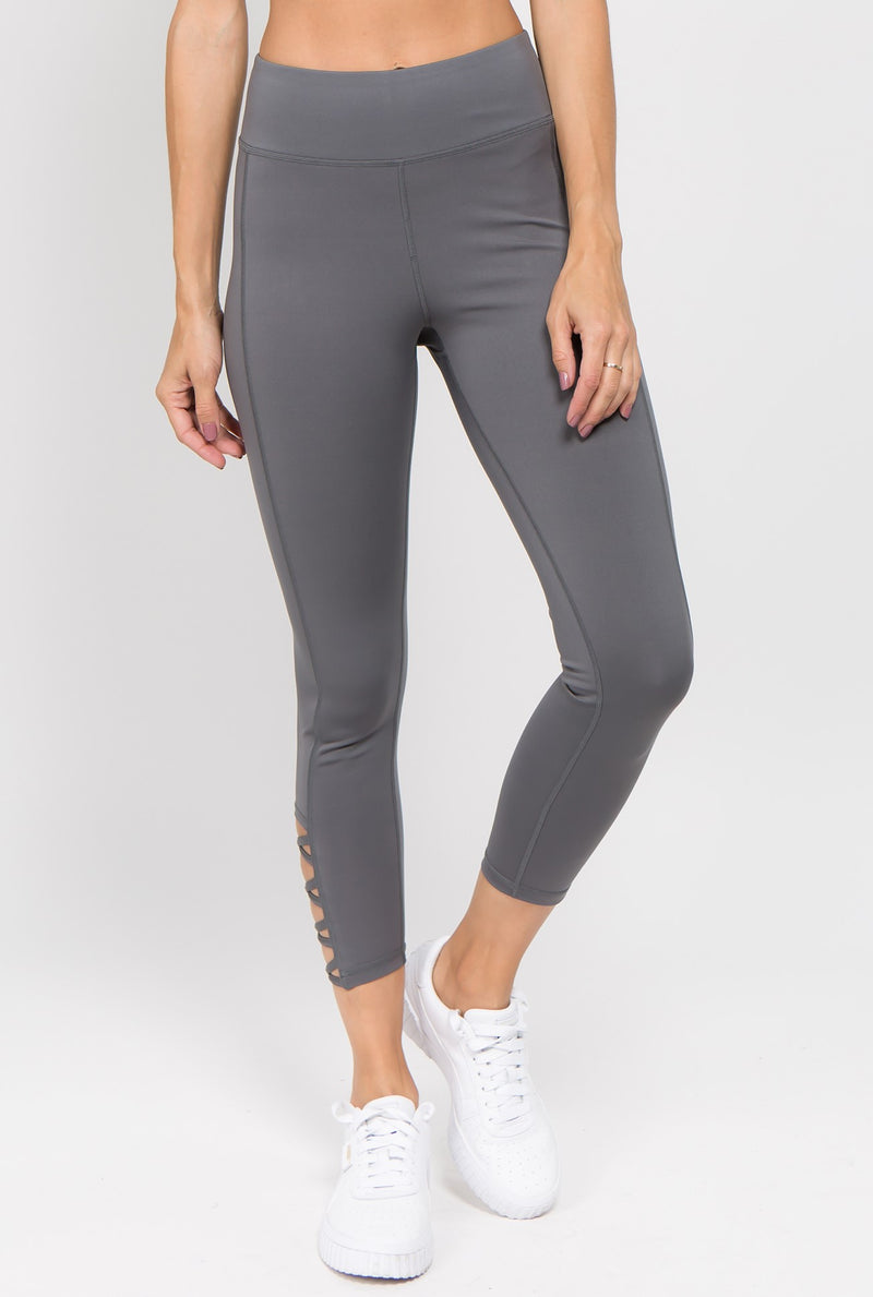 light grey women's high waisted active leggings 