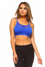 royal blue strappy workout bra