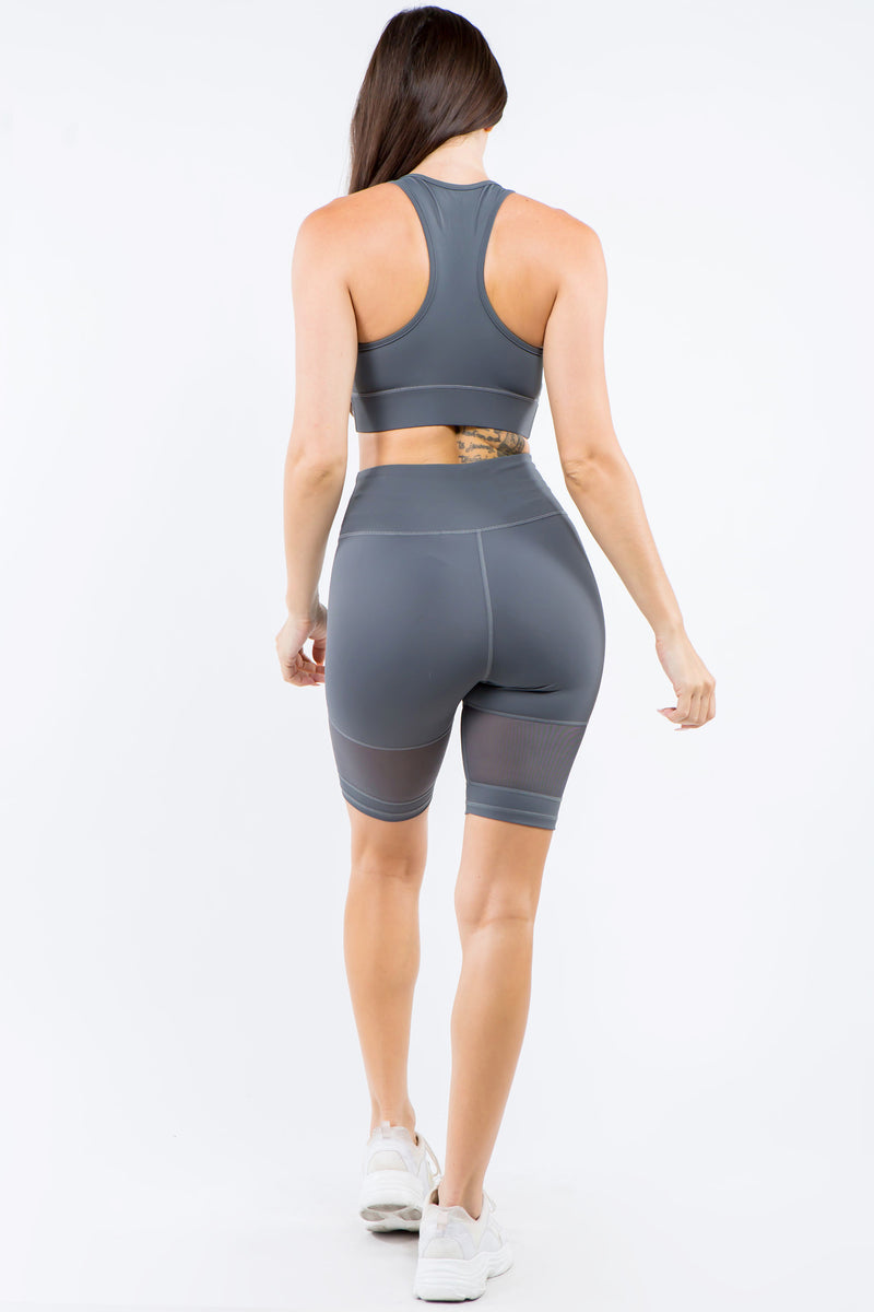 High Energy Active Mesh Sports Bra and Biker Shorts – ICONOFLASH