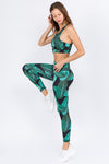 Palm Trees in Paradise Active Sports Bra and Leggings Set