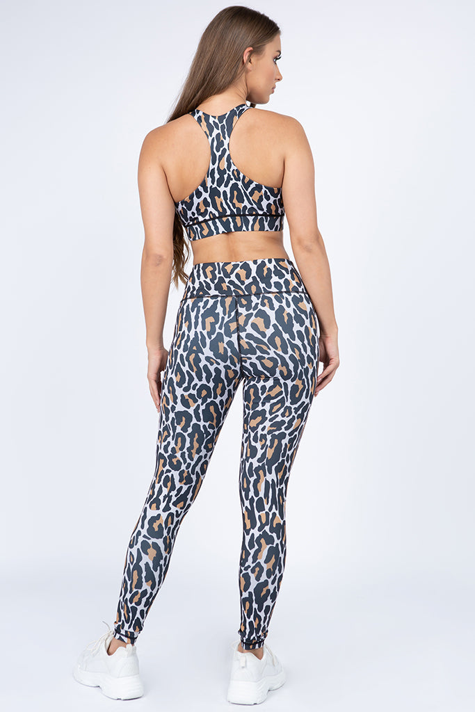 Into the Wild Leopard Print Active Sports Bra and Leggings Set
