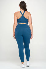 PLUS SIZE SUPER SOFT Sport Bra and Leggings Active Set with Pockets