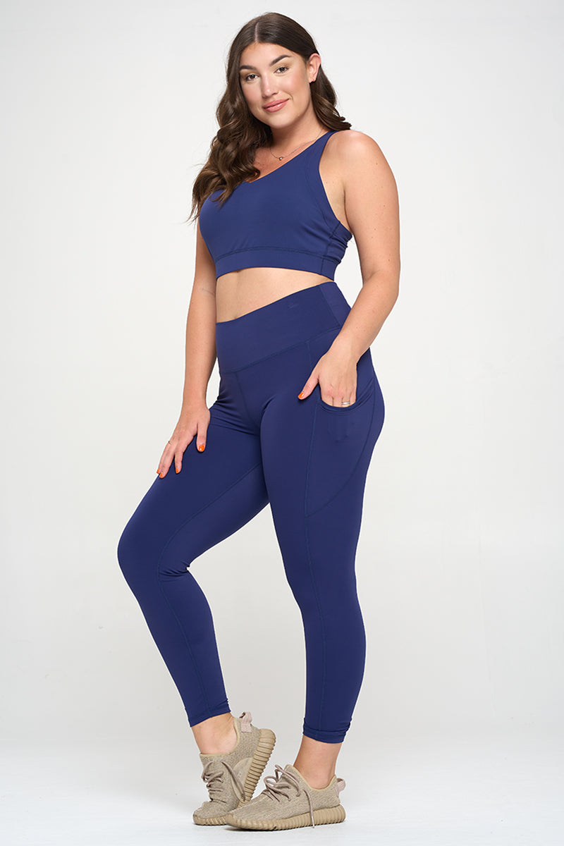 PLUS SIZE SUPER SOFT Sport Bra and Leggings Active Set with