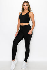 SUPER SOFT Sport Bra and Leggings Active Set with Pockets