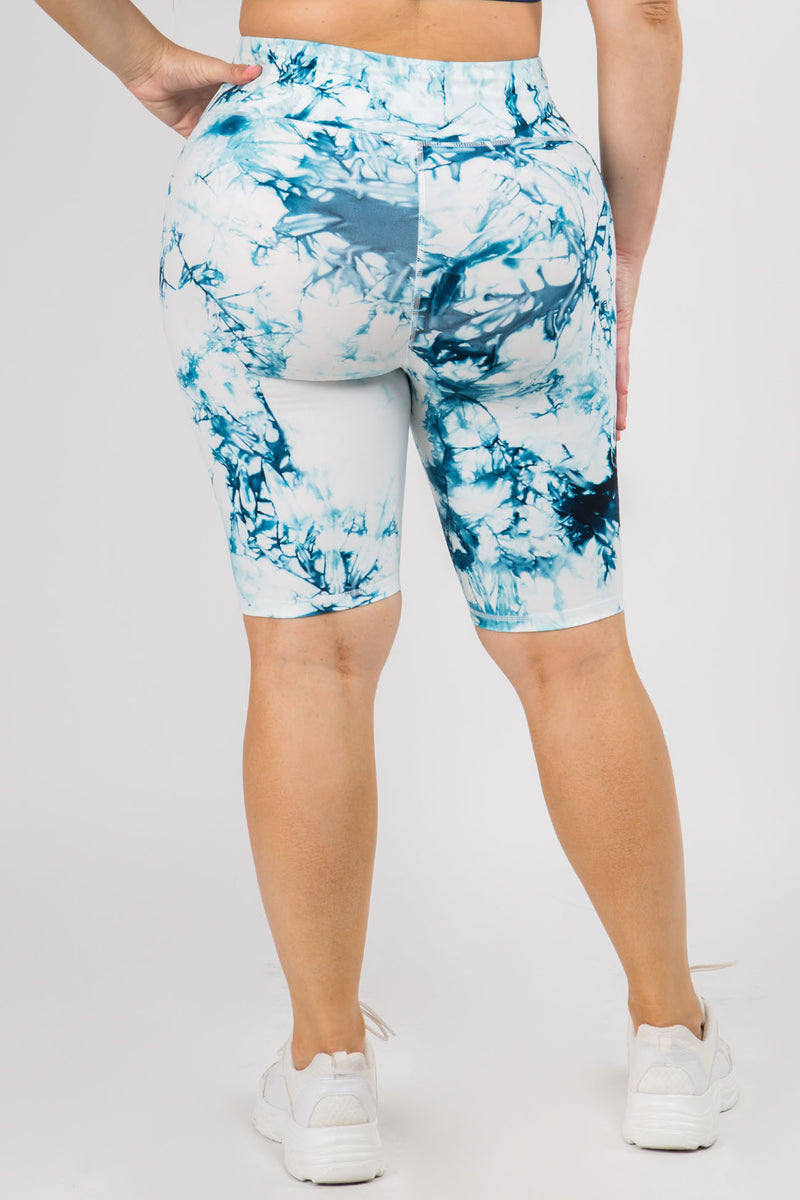 Plus Size Wild and Free Tie-Dye Print Active Biker Shorts