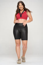 Plus Size Faux Leather High Rise Biker Shorts