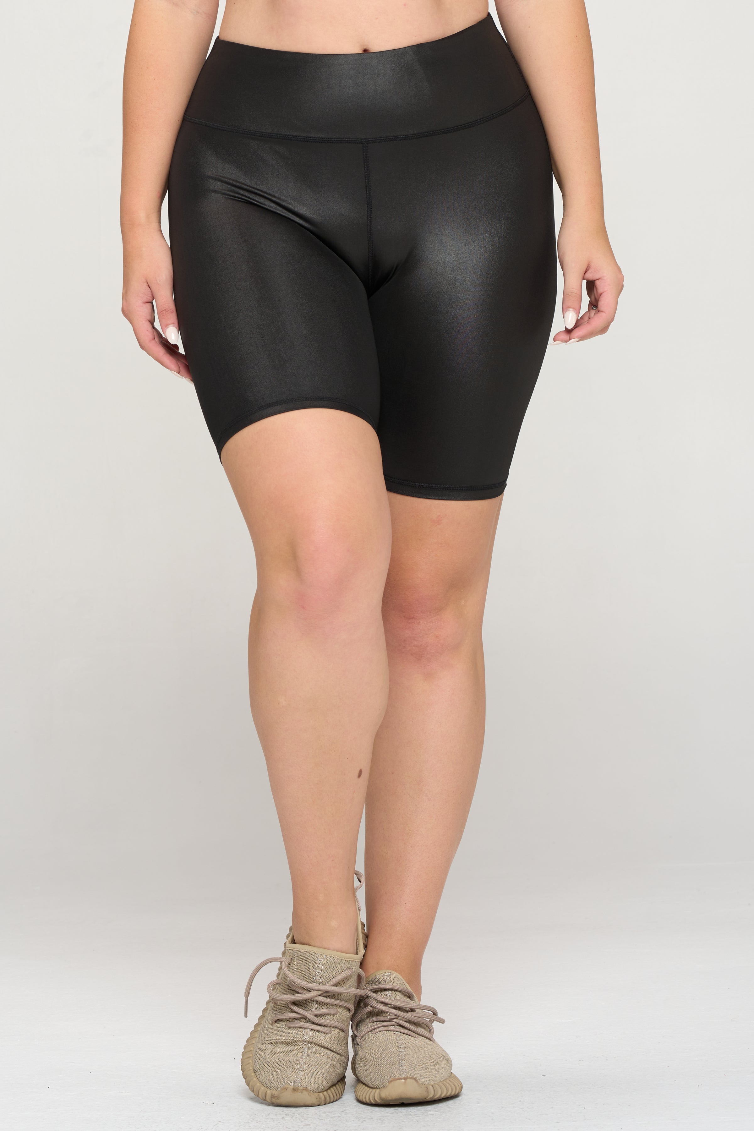 Plus Size Faux Leather High Rise Biker Shorts – ICONOFLASH