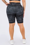 Plus Size Dark Camo Print Biker Shorts