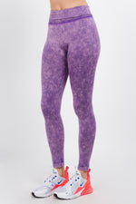purple high waisted exercise leggings 
