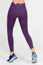 purple active leggings with pocket mesh 