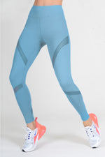 slate blue high waisted mesh leggings for working out