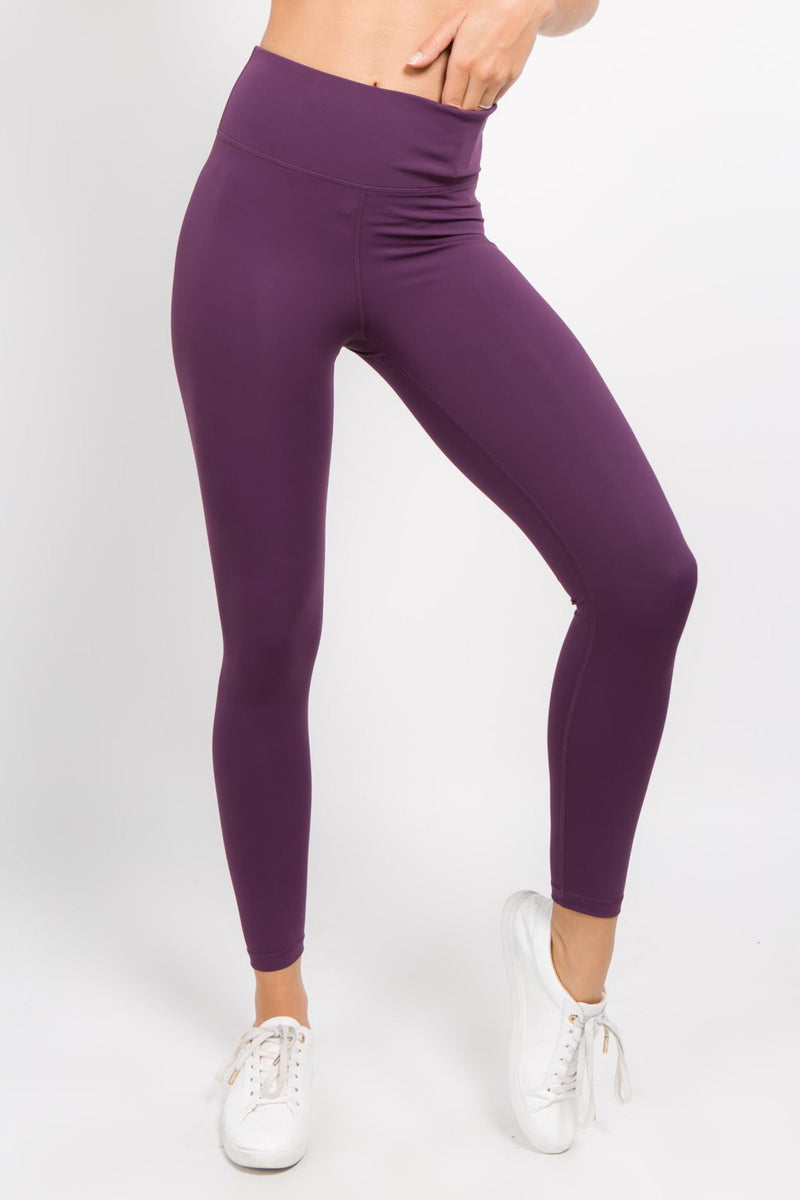 purple high waisted legging with pocket