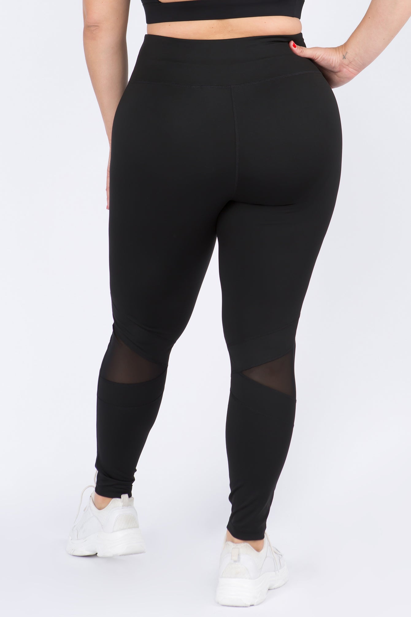 Plus Size Contrast Piping Active Leggings - Black