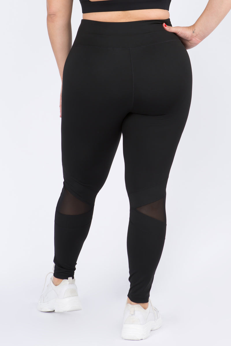 Plus Size Hit or Mesh Active Leggings with Pocket