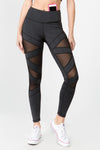 heather charcoal mesh striped workout legging