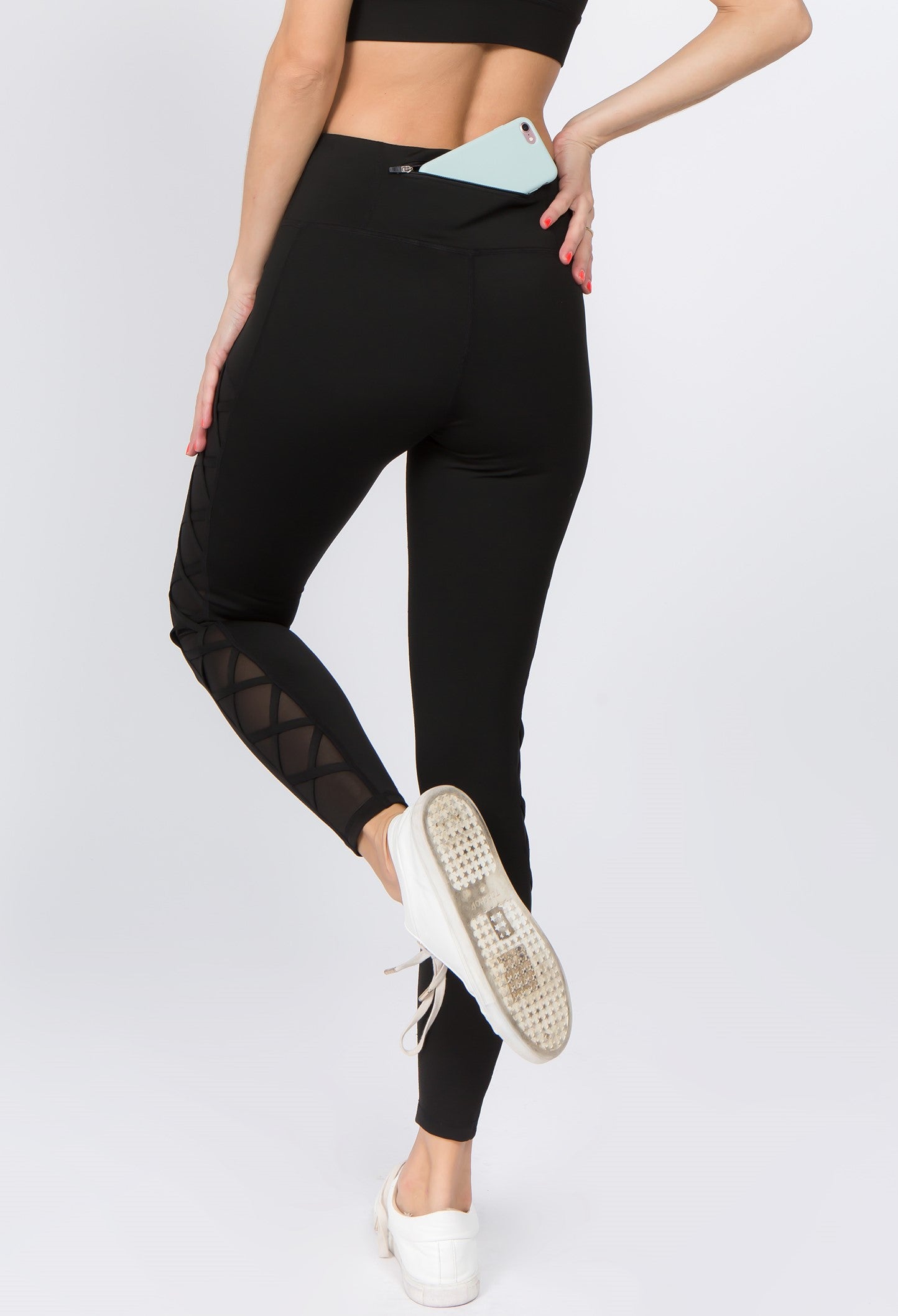 Women's Active Lace-Up Mesh Side Workout Legging