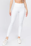 white lace up active leggings 