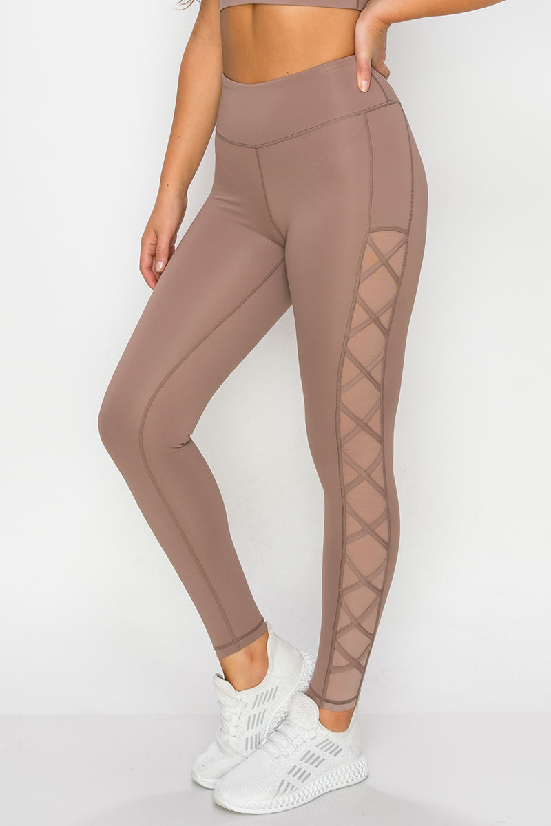Form-fitting Yoga Pants with Contour Mesh Design - lotsofyoga