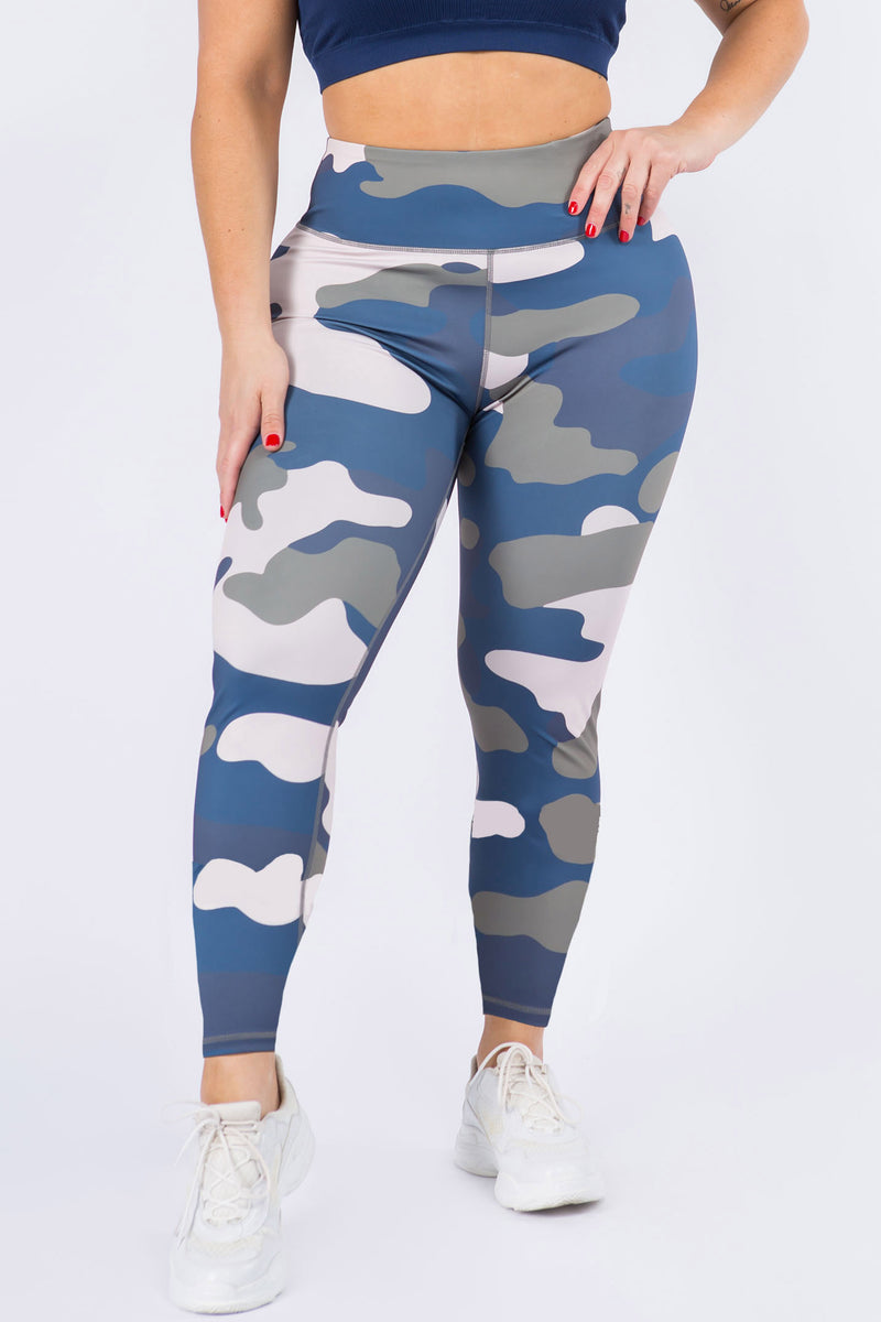 Plus Size In the Blue Camouflage Active Leggings