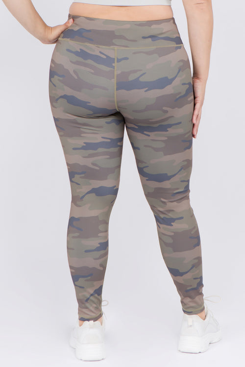 Plus Size High Ranks Active Camouflage Leggings