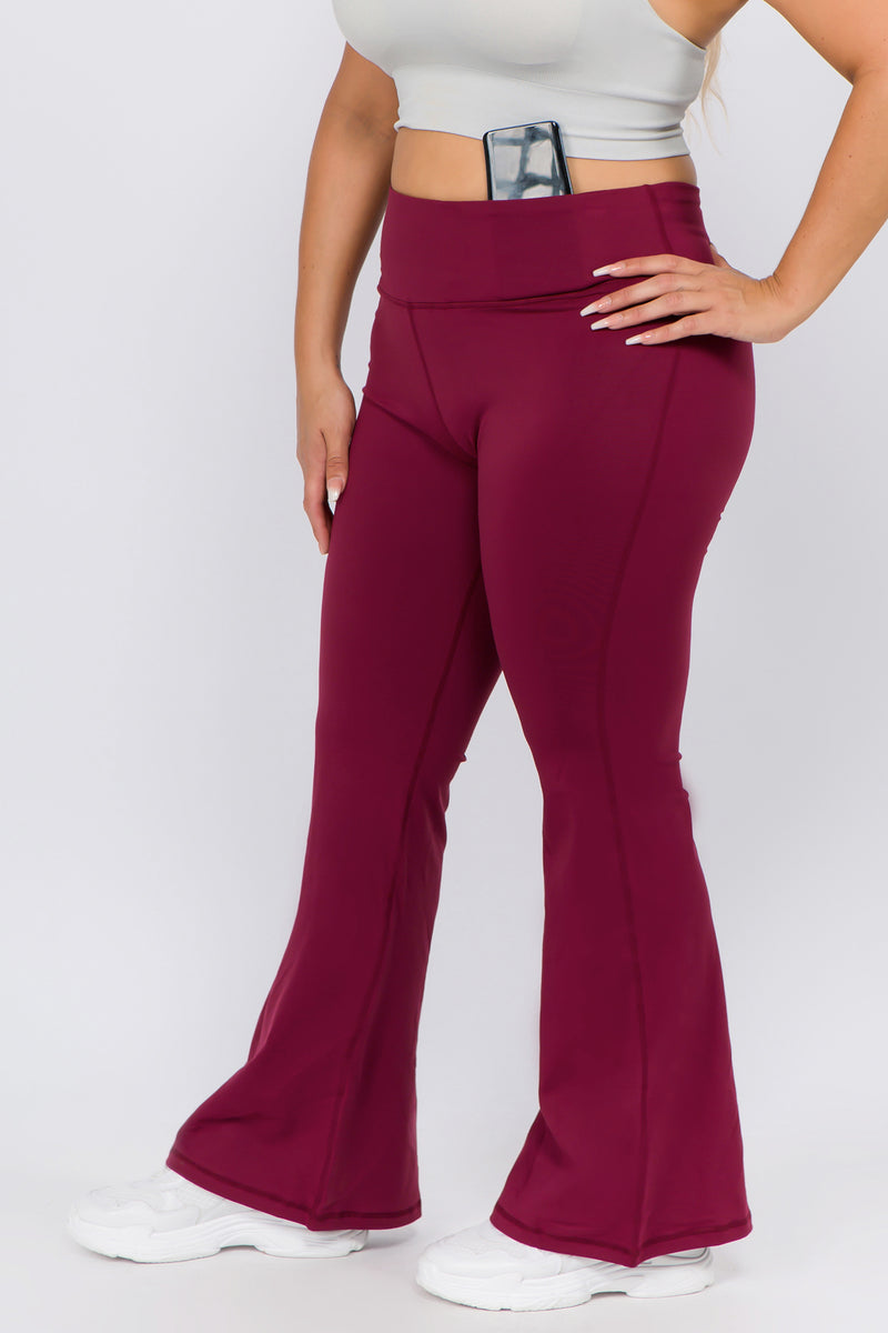 red plus size flared legging