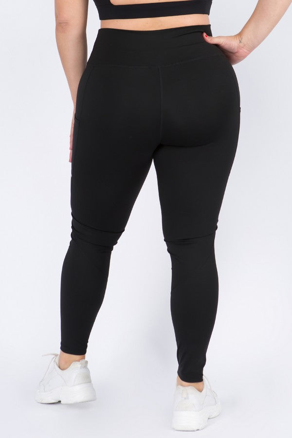 Plus Size Reflective Stripe Leggings with Pockets