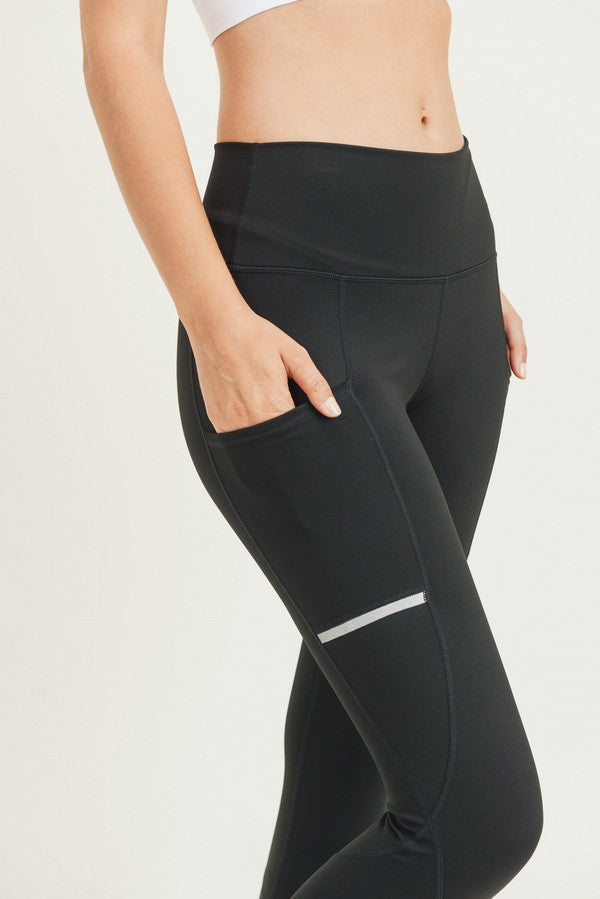 Reflective Stripe Leggings with Pockets