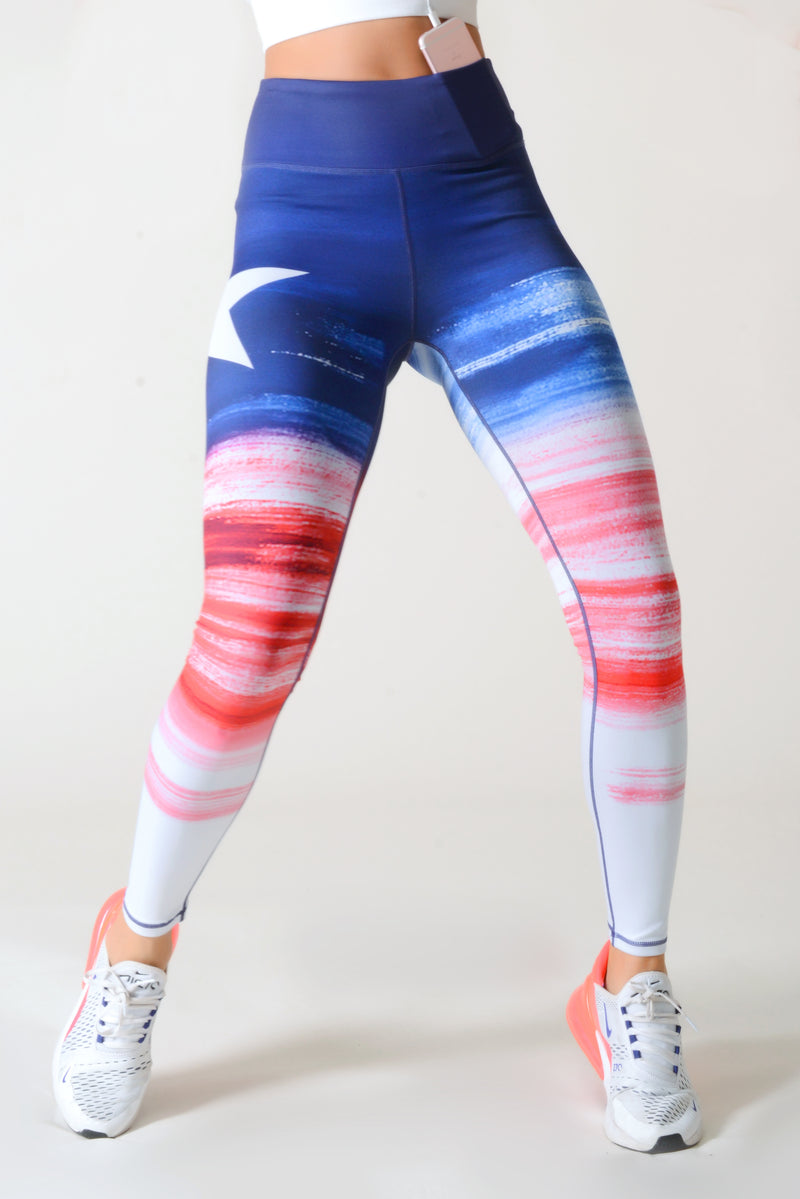4th of july workout leggings high rise running tights 