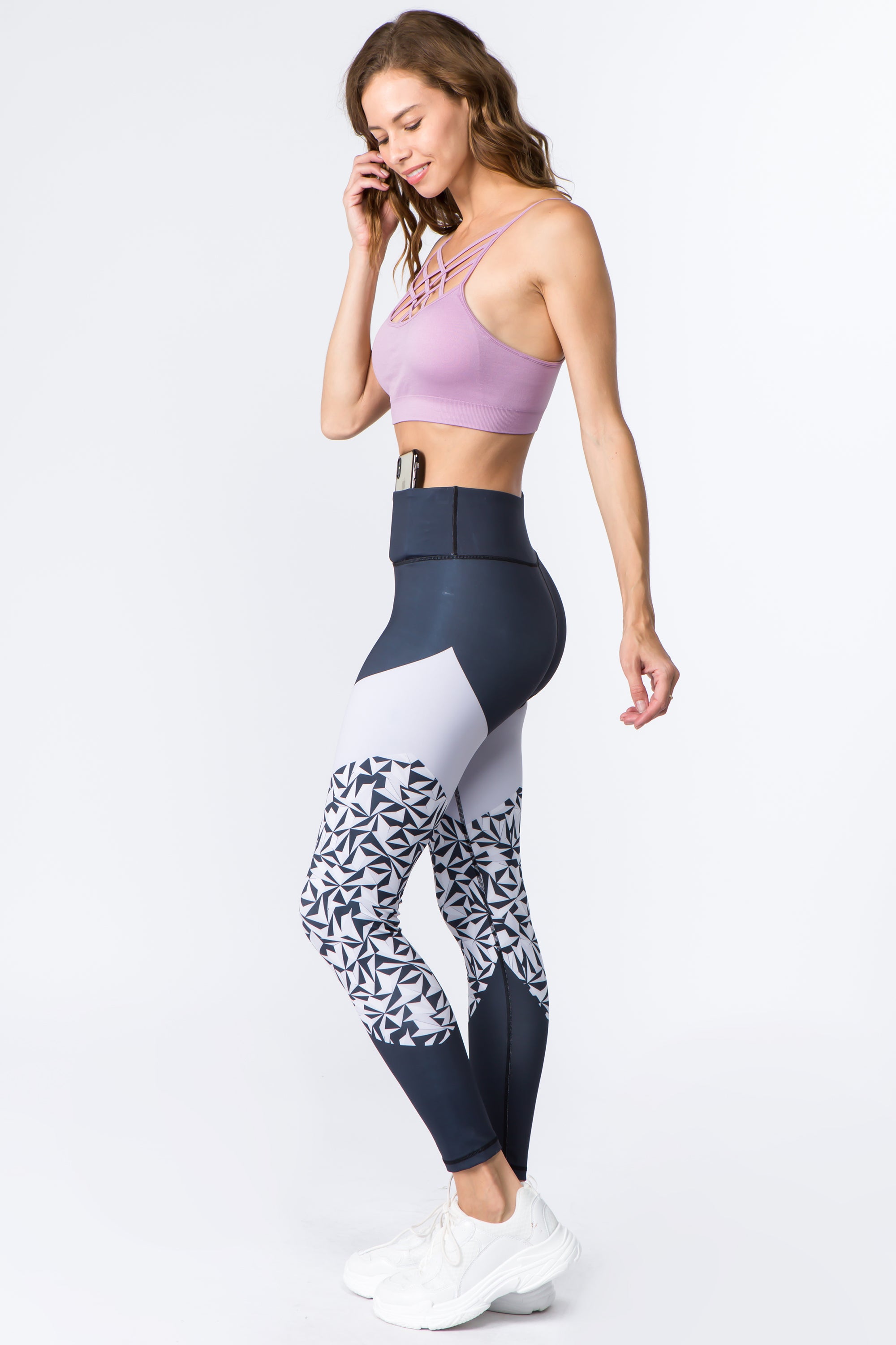 Neutral Toned Geo Print Active Workout Leggings – ICONOFLASH