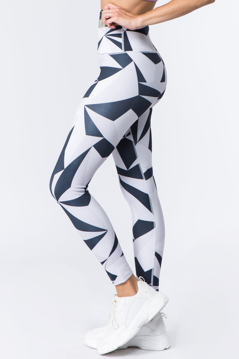 Neutral Toned Geo Print Active Workout Leggings – ICONOFLASH